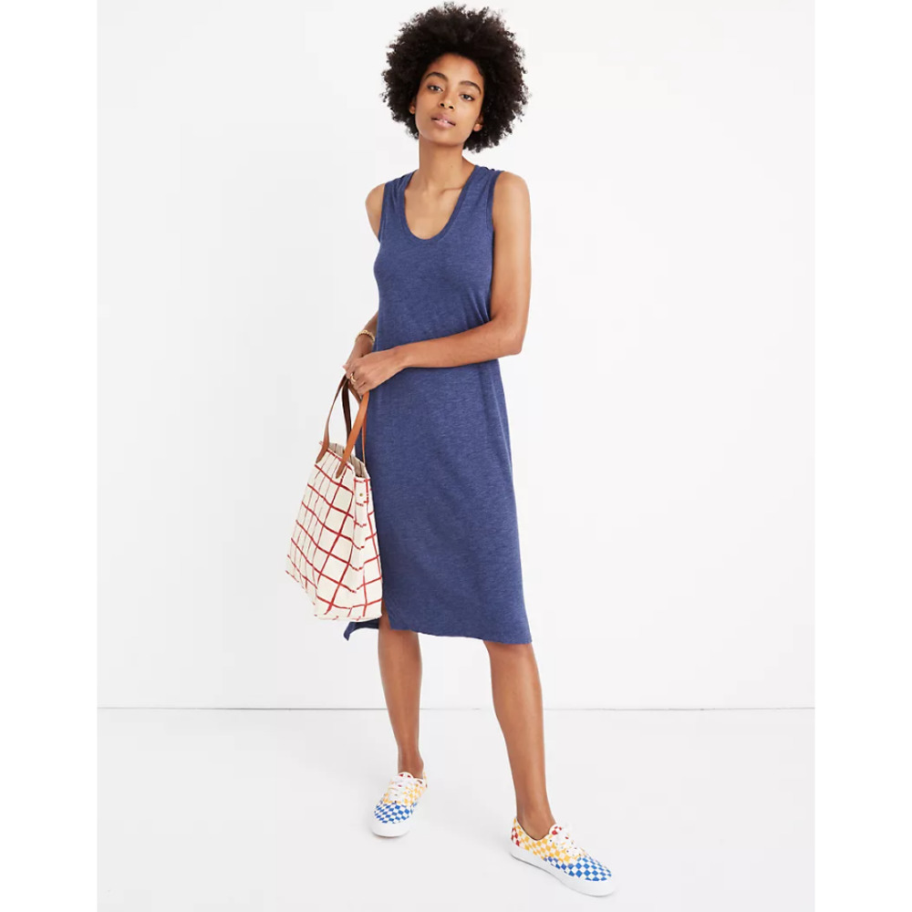 Madewell Sleeveless Midi Tank Dress in Heather Navy